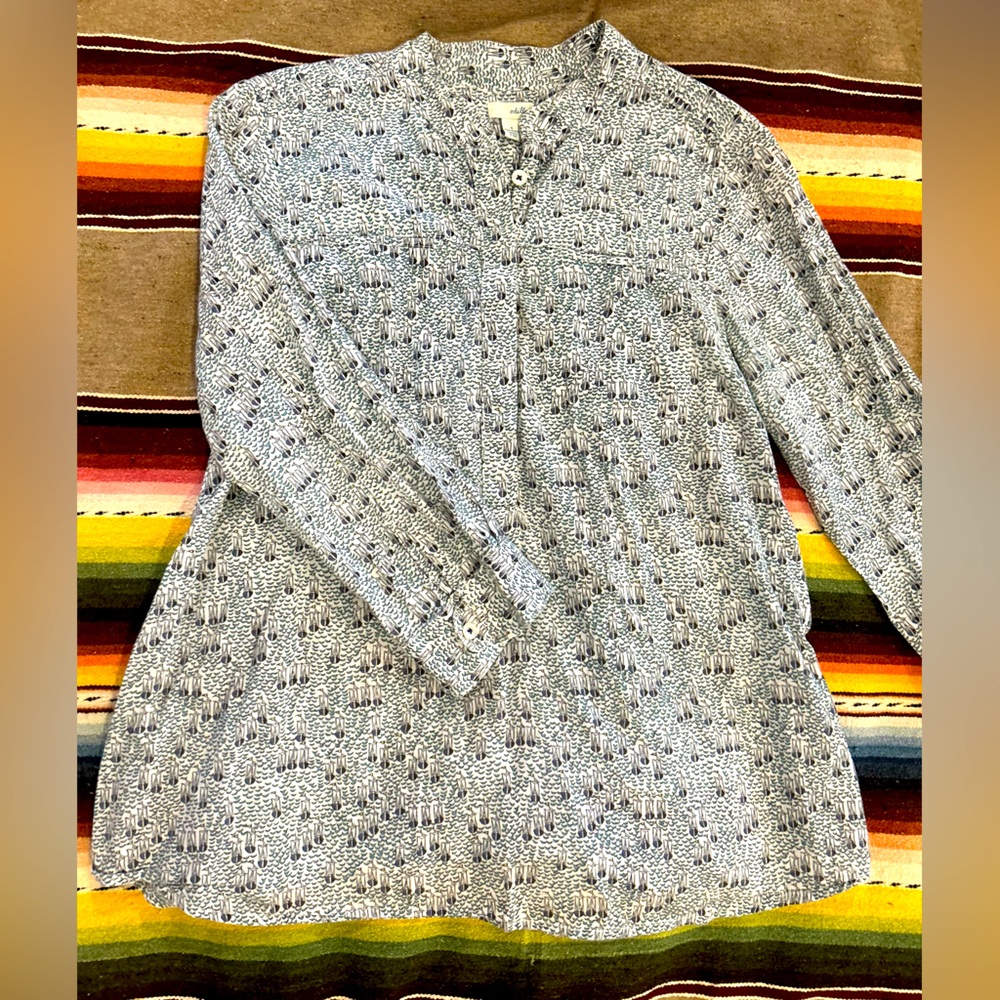 Anthropologie Odille Cotton Tunic Blouse w Sailboat Pattern